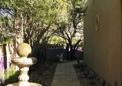 Classic Fountain Surrounded By Xeriscape Landscaping In Tucson