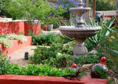 Decorative Fountain In Tucson Garden Xeriscape