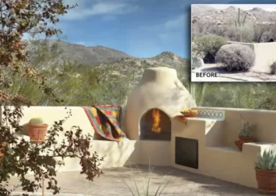 Outdoor Kiva Fireplace Patio