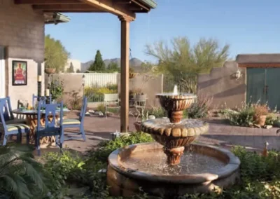 Tiered Copper Fountain On Tucson Flagstone Patio