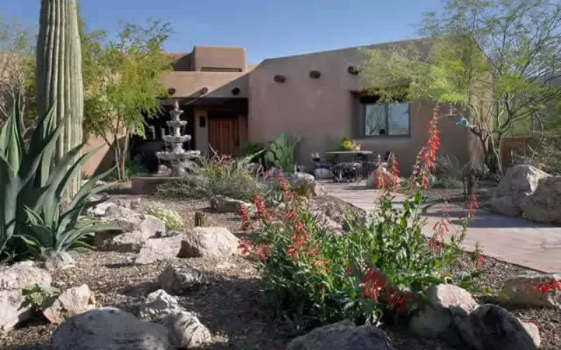 Tucson Landscape Design With Boulders And Rustic Plantings Tucson Landscape Design With Boulders And Rustic Plantings