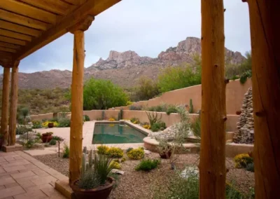 Tucson Patio Looking Onto Cactus And Boulder Garden