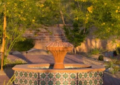 Tucson Xeriscape Courtyard With Dual Tiered Fountain