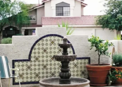 Wall Fountain With Tile Mosaic In Tucson Landscape