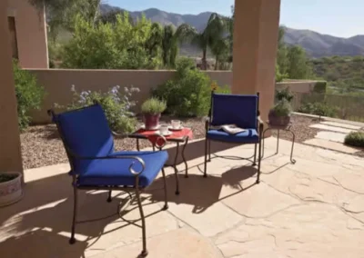 Covered Patio Blue Chair Seating Desert