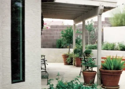 Covered Patio Potted Plants Design