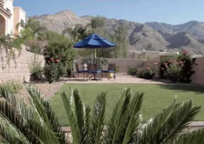 Desert Backyard Lawn Umbrella Seating