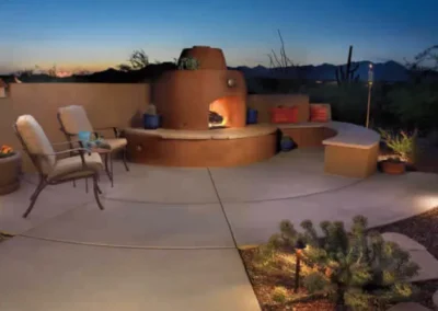 Desert Fireplace Patio Night Lighting