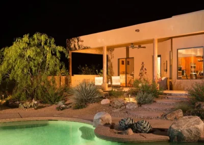 Desert Modern Home Pool Night Lighting