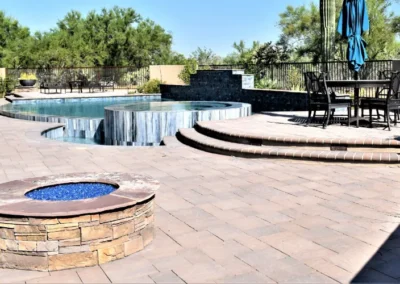 Modern Desert Pool Fire Feature Patio