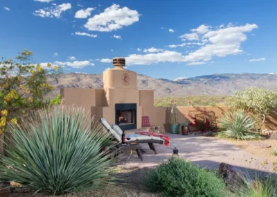 Outdoor Fireplace Patio Arizona Desert Landscape