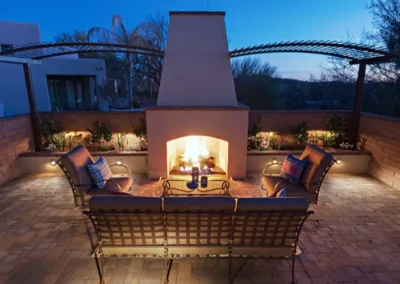 Outdoor Patio Fireplace Seating Area