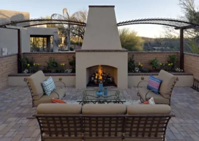 Patio Fireplace With Fire
