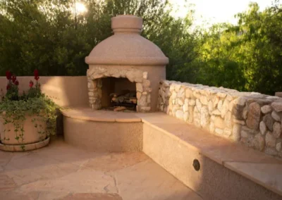 Stone Outdoor Fireplace Seating