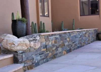 Stone Retaining Wall Desert Landscape