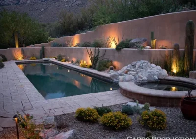 Swimming Pool Desert Landscaping Night