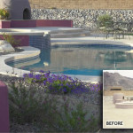 Seatwalls and xeriscape plantings