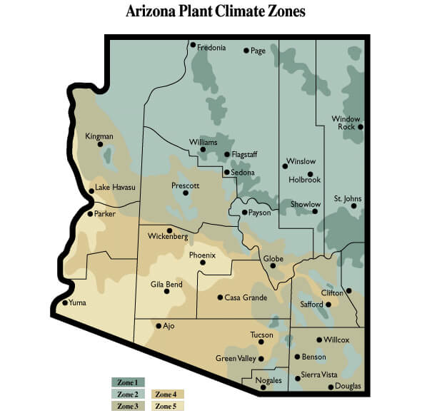 arizona map with weather temperatures